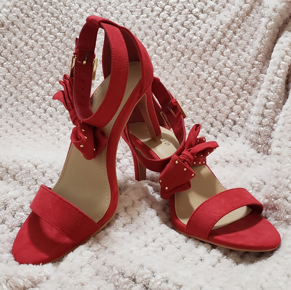 Red Studded Bow Heels